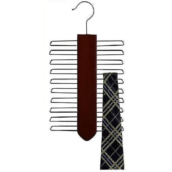 Wooden Vertical Tie Hanger - Walnut & Chrome