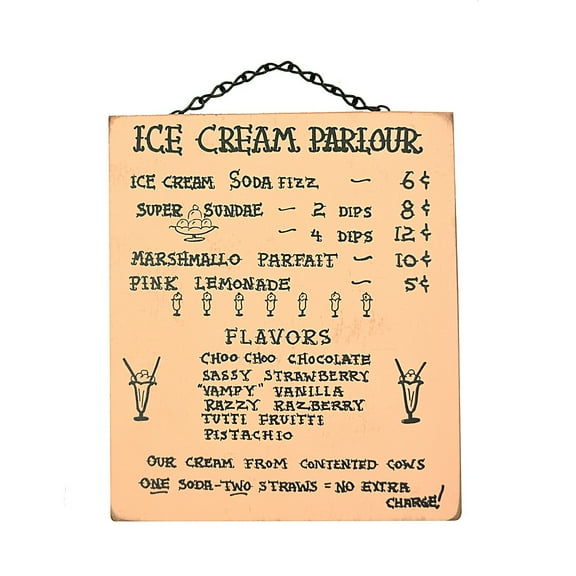 Wooden Vintage Ice Cream Soda Parlor Hanging Menu Sign Rustic Kitchen Wall Art Home Decor