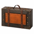 thumbnail image 1 of Wooden Vintage Luggage Trunks - Antique Carry on Suitcase Storage Box with Hinged Lids, Old-Fashioned Decorative Box for Dresser, Coffee Table Decor, Shelf Decor or Kitchen Table Decor, Small, 1 of 7