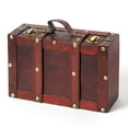 thumbnail image 1 of Wooden Vintage Luggage Trunks - Antique Carry on Suitcase Storage Box with Hinged Lids, Old-Fashioned Decorative Box for Dresser, Coffee Table Decor, Shelf Decor or Kitchen Table Decor, Small, 1 of 7