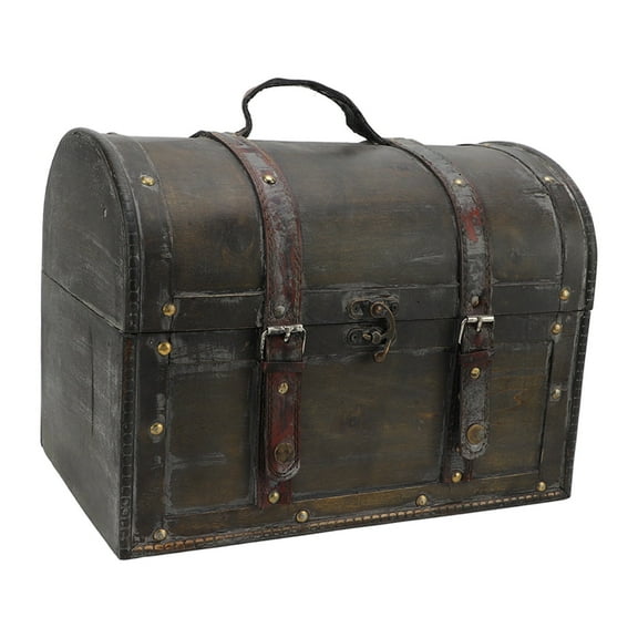 Wooden Vintage Storage Box Chest Treasure Box, Decorative Large Keepsake Box Jewelry Trinket Chest, Antique Style Storage Organizer Container for Keepsakes Treasures Jewelry