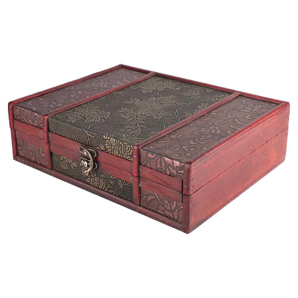 Wooden Vintage Storage Box Chest Treasure Box, Decorative Rectangle