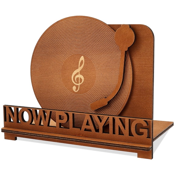Wooden Vinyl Record Storage Stand Decorative Now Playing Vinyl Record Holder Rack Retro Album Display Stand for Magazine Album Display