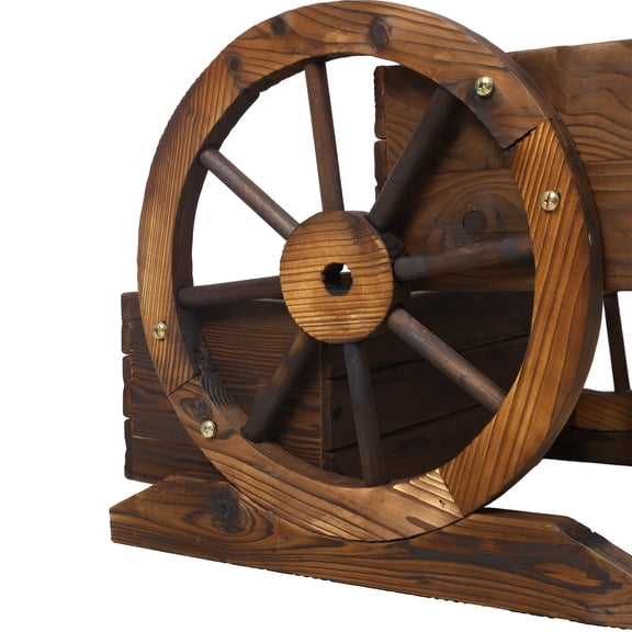 , Wooden Wagon Planter Box, Garden Planter with Wheels,Decorative Planter for Flowers Herbs Vegetables for Indoor & Outdoor Décor,Wooden Flower Cart for Patio Garden Balcony Decoration., Brown ,