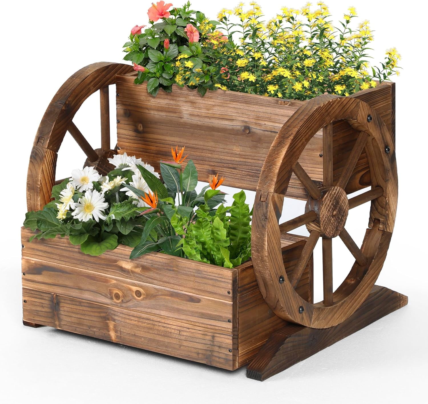 Wooden Wagon Planter Box, Tiered Planter for Outdoor , Garden Planters ...