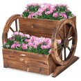thumbnail image 2 of Rustic Wooden Whiskey Barrel Planter With Durable Medal Handles And Drainage Hole Medium 2 of 12