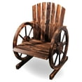 Wooden Wagon Wheel Chair Rustic Armrest Chair Outdoor Patio Furniture