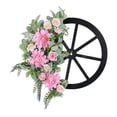 thumbnail image 1 of Wooden Wagon Wheel Wreath For Front Door With Pinecones Berries And Greenery For Holiday Season, 1 of 6