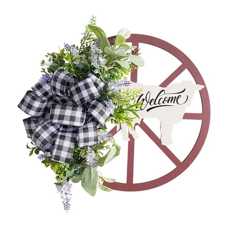 Wooden Wagon Wheel Wreath For Front Door With Pinecones Berries And Greenery For Holiday Season