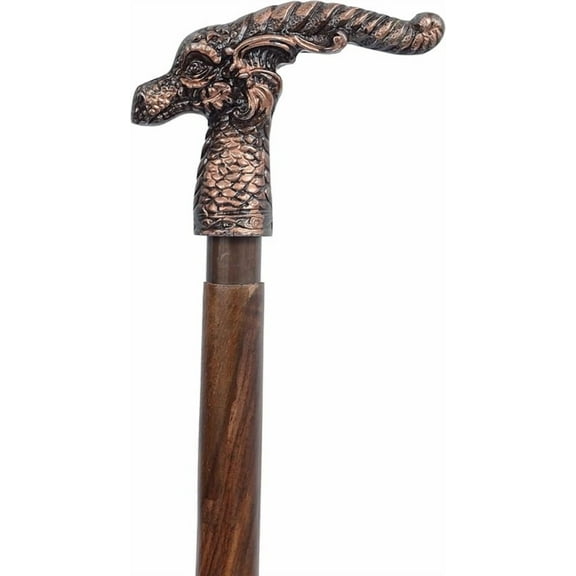 Wooden Walking Syick Antique Dragon Head Handle Walking Stick Cane for Unisex