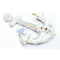 thumbnail image 1 of Wooden Wall Anchor Pinewood (Antique White - Torched - Fishnet & Seashells - (30 Inches), 1 of 5