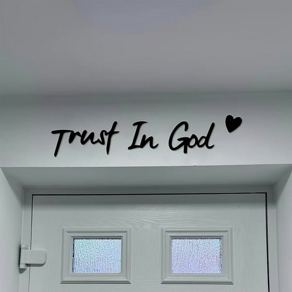 Wooden Wall Art, Trust in God Letter Pattern Wall Hanging Decor, Inspirational Wall Hanging Decor for Home, Prayer Room & Farmhouse Decor, Ornaments, Unique Artwork