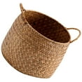 thumbnail image 1 of Wooden Wall Basket,Seagrass Handmade Decorative and Functional Storage Basket Large Woven Basket Organizer with Ring Handles,Portable Rattan Organizer for Kitchen and Living Room,8x5.12in(Orange), 1 of 9