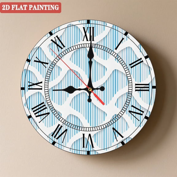 Wooden Wall Clock with Hollow - out Line Pattern Roman Numeral for Artistic Home Decor, Battery Operated(AA Batteries Not Inclued), Silent Movement, Accurate Time, Size 9. 8in/25cm