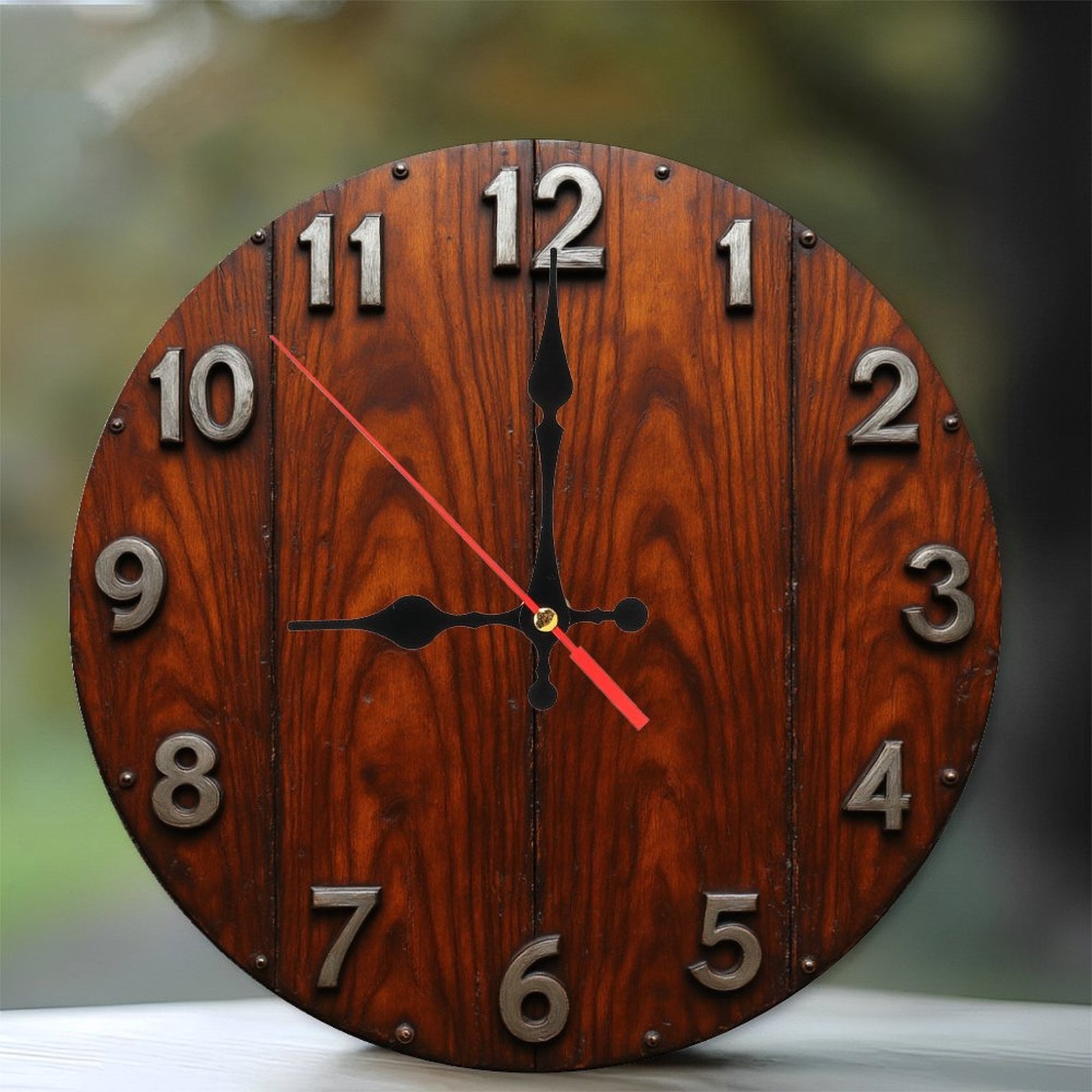 Wooden Wall Clock Large Rustic Farmhouse Decor Home Office 12-Inch ...