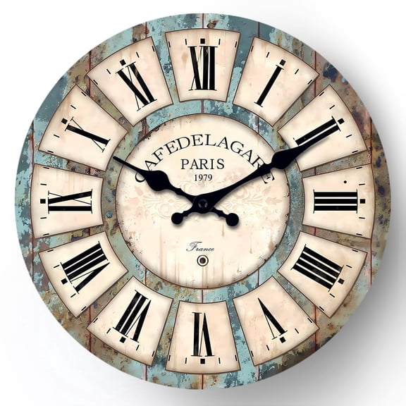 Wooden Wall Clock for Living Room Decor 24 Inch Decorative Clocks for Walls Round Battery Operated Wall Clock Non Ticking(No Solid Wood, It is with MDF Material)Wooden Wall Clock for Living Room Deco