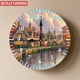 thumbnail image 1 of Wooden Wall Clock with Riverside Village Scene Print Arabic Numerals for Artistic Home Decor, Battery Operated(AA Batteries Not Inclued), Silent Movement, Accurate Time, Size 9. 8in/25cm, 1 of 8