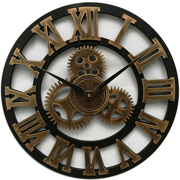 Wooden Wall Clock Vintage Gear Clock Us Style Living Room 30Cm