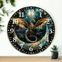 Wooden Wall Clock, dragon stars Print, Wall Decor for Linving Room, Perfect for Living Room, Dorm, Bedroom, Kitchen, Home Office & More, Wall Clock Living Room
