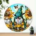 thumbnail image 1 of Wooden Wall Clock, gnomes sunflowers butterflies Print, Silent Mechanical Movement, Perfect for Living Room, Dorm, Bedroom, Kitchen, Home Office & More, Wall Clock Living Room, 1 of 8