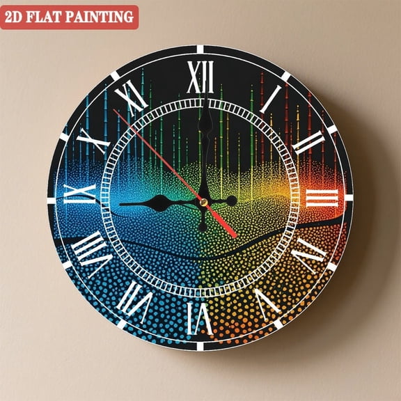 Wooden Wall Clock with Dot Matrix Pattern, Silent Movement, Battery Operated (AA Batteries Not Included), Artistic Home Decor, 10×10inch (25×25cm)