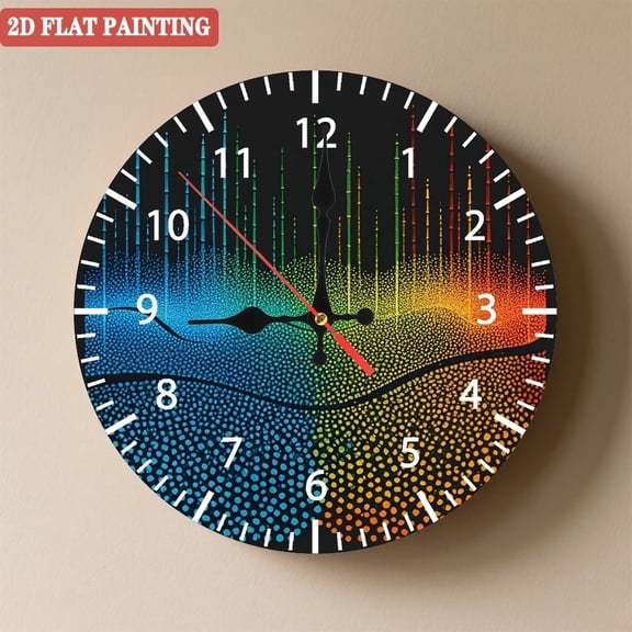 Wooden Wall Clock with Dot Matrix Pattern, Silent Movement, Battery Operated (AA Batteries Not Included), Artistic Home Decor, 10×10inch (25×25cm)