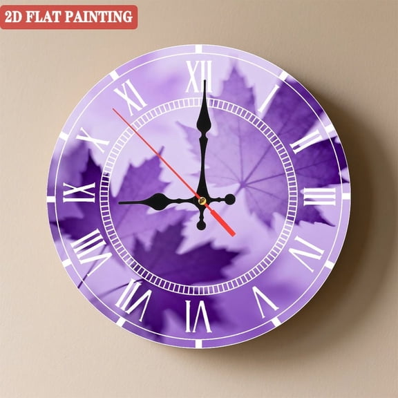 Wooden Wall Clock with Maple Leaf Pattern, Silent Movement, Battery Operated (AA Batteries Not Included), Artistic Home Decor, 10×10inch (25×25cm)