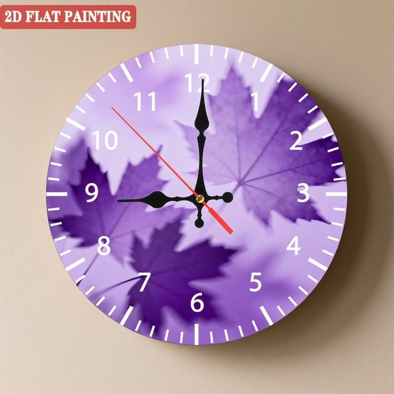 Wooden Wall Clock with Maple Leaf Pattern, Silent Movement, Battery Operated (AA Batteries Not Included), Artistic Home Decor, 10×10inch (25×25cm)