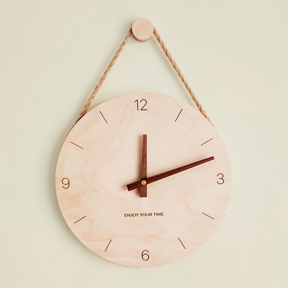 Wooden Wall Clocks 10 inch Silent Wall Clock Battery Operated Hand Made ...