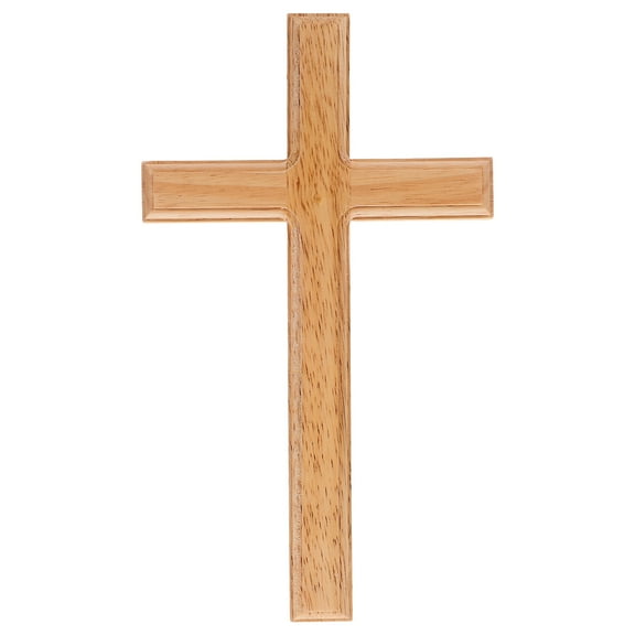 FOMIYES Cross Decor Religious Wooden Hanging Wall Cross Natural Wood Color 1Pcs 11.8X6.9X0.6In