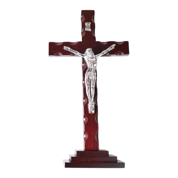 Wooden Wall Crucifix Cross Jesus Statue Figurine Pine Craft Christmas Home Living Room Ornament