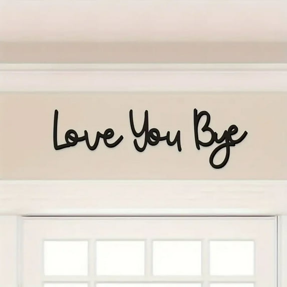 Wooden Wall Decor - Bye Love You Wooden Script Sign Hallway Home Door, Love You, Bye Sign Above Door, Wood Entryway Decor Door Topper, Family Wall Art Modern for Valentine's Decoration with Glue Point