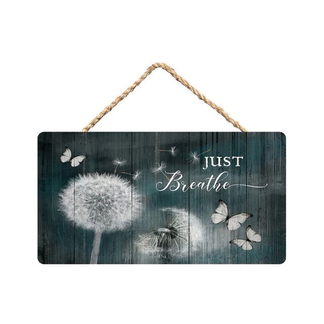 Wooden Wall Decor Dandelion Butterfly Just Breathe Wood Signs Rustic