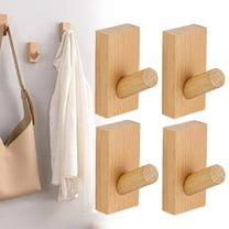 Wooden Wall Hooks 4 Pack Wooden Coat Decorative Hooks Wall Mounted for Hanging Clothes Bags Hats,Yellow,3.14*1.57*0.78 inch