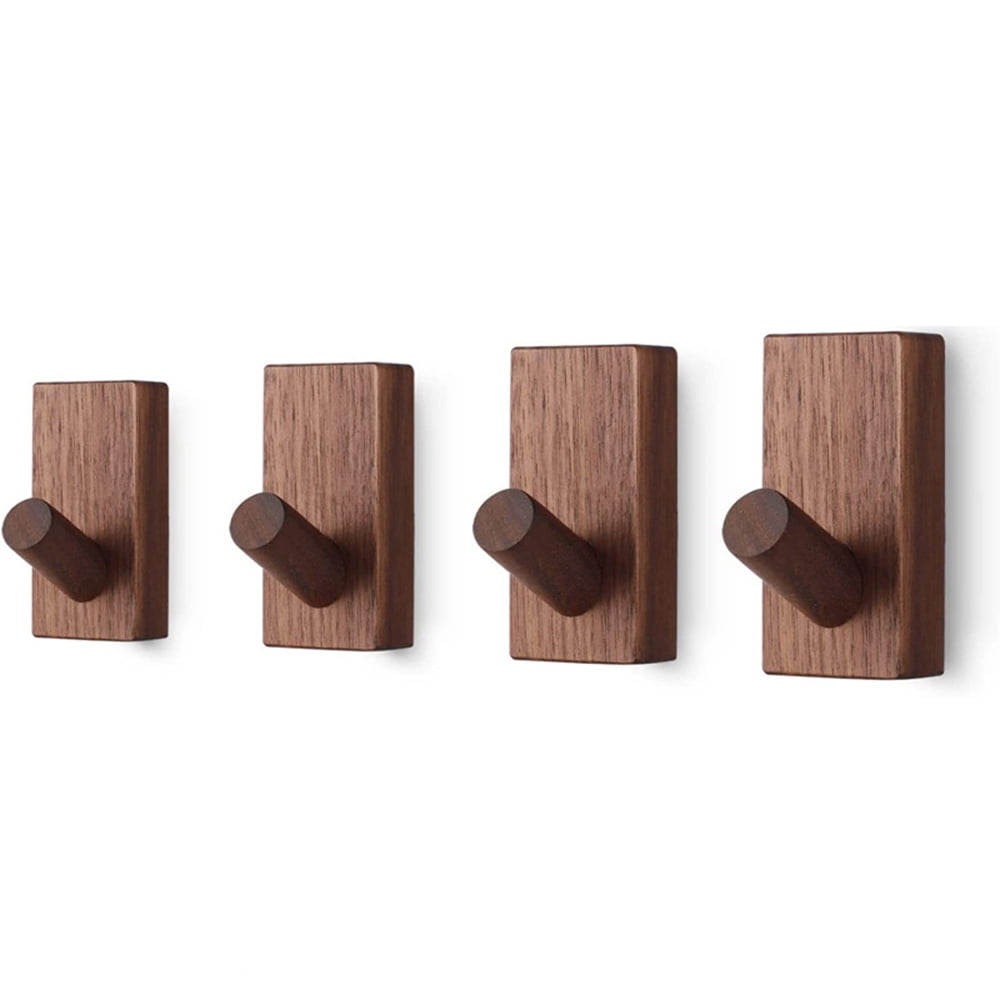 Wooden Wall Hooks 4 Pack Wooden Coat Decorative Hooks Wall Mounted for ...