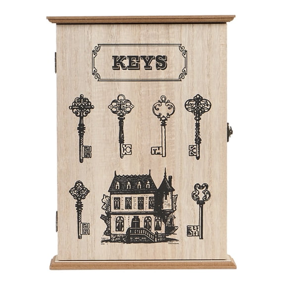 Wooden Wall Key Cabinet with Mail Slot Bucolic Home Organizers Space Saving Design Natural Finish Concealed Storage Compartment for Entryway