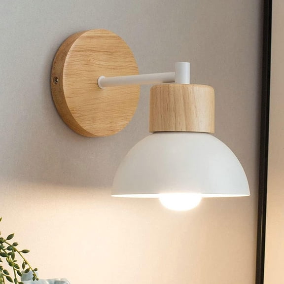Wooden Wall Light Dome Wall Lamp Indoor Bedside Reading Lighting Fixture, Modern Headboard Lamps for Living Room Bedroom Study Room Office Home E27 Wall Wash Lights