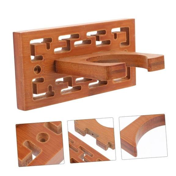 Wooden Wall Mount Bracket for Guitar Erhu Clarinet Flute Ukulele Solid Wood Carved Instrument Hanger with Hooks Includes 1 Bracket 3 Screws 1 Reinforcement Patch Plastic Covers