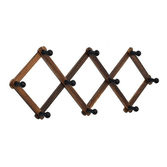Wooden Accordion Wall Hanger for Home Organization Elegant Expandable Coat Holder Vertical Clothes Rack