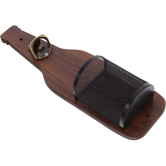 Wooden Wall Mounted Beer Bottle Opener with Cap Collector Vintage Bar Accessory for Easy Manual Use for Kitchens Patios and Dining Rooms and Stylish Design