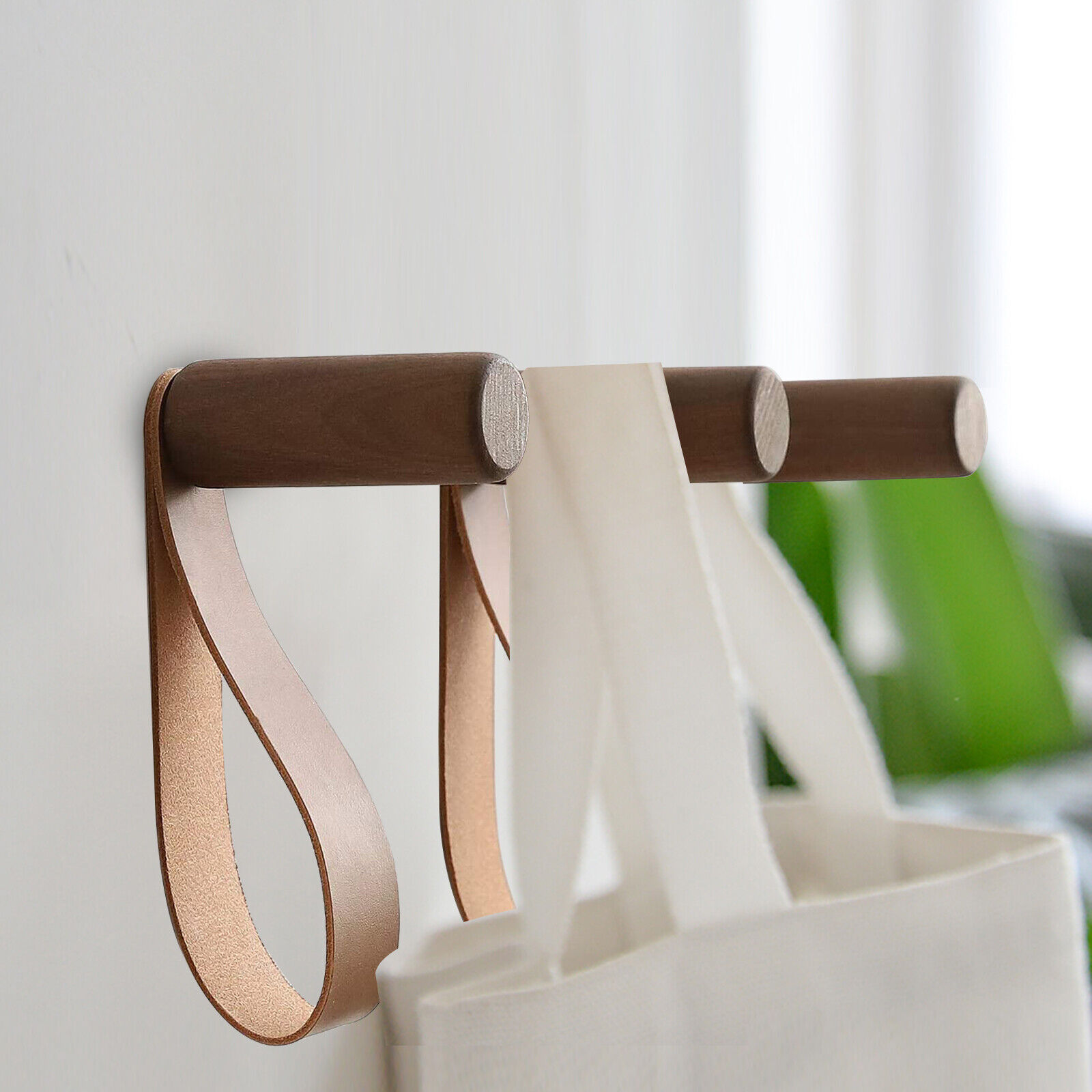 Wooden Wall Mounted Clothes Storage Rack Organizer Hanger 3 Hooks Belt