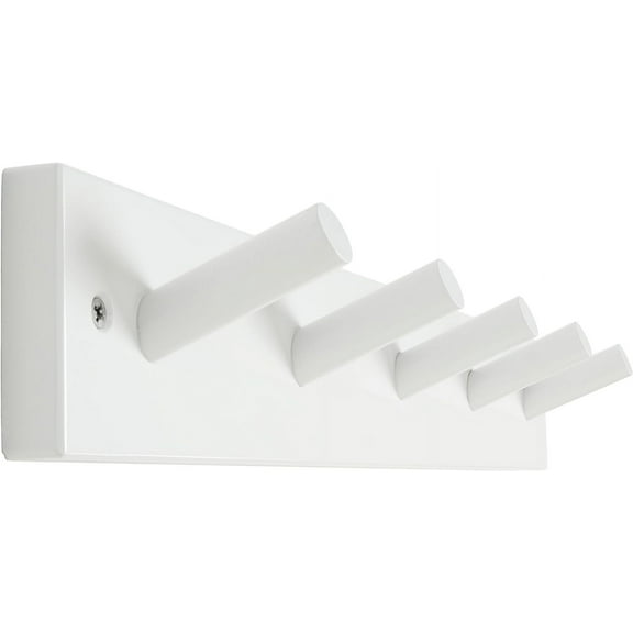 Wooden Wall Mounted Coat Rack,16'' Hole to Hole, 5 Pegs Bamboo Wall Hook for Hanging Clothes Robes Towels Hats,White