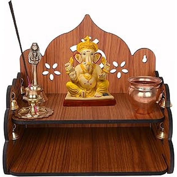 Wooden Wall Mounted Hanging Table top Temple Pooja Mandir God White Design