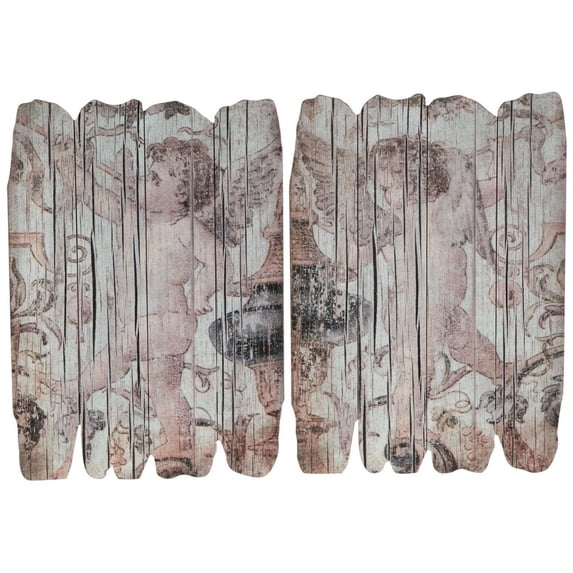 Wooden Wall Plaques, Multicolor, Set Of 2 - Saltoro Sherpi