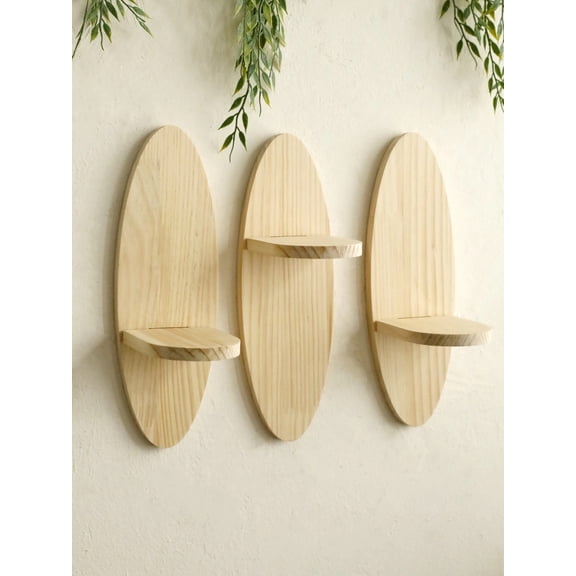 Wooden Wall Shelves, Oval Floating Shelf, Crystal Display Stands, Wall-Mounted Storage Rack Ledge, Boho Rustic Home Decor Shelf