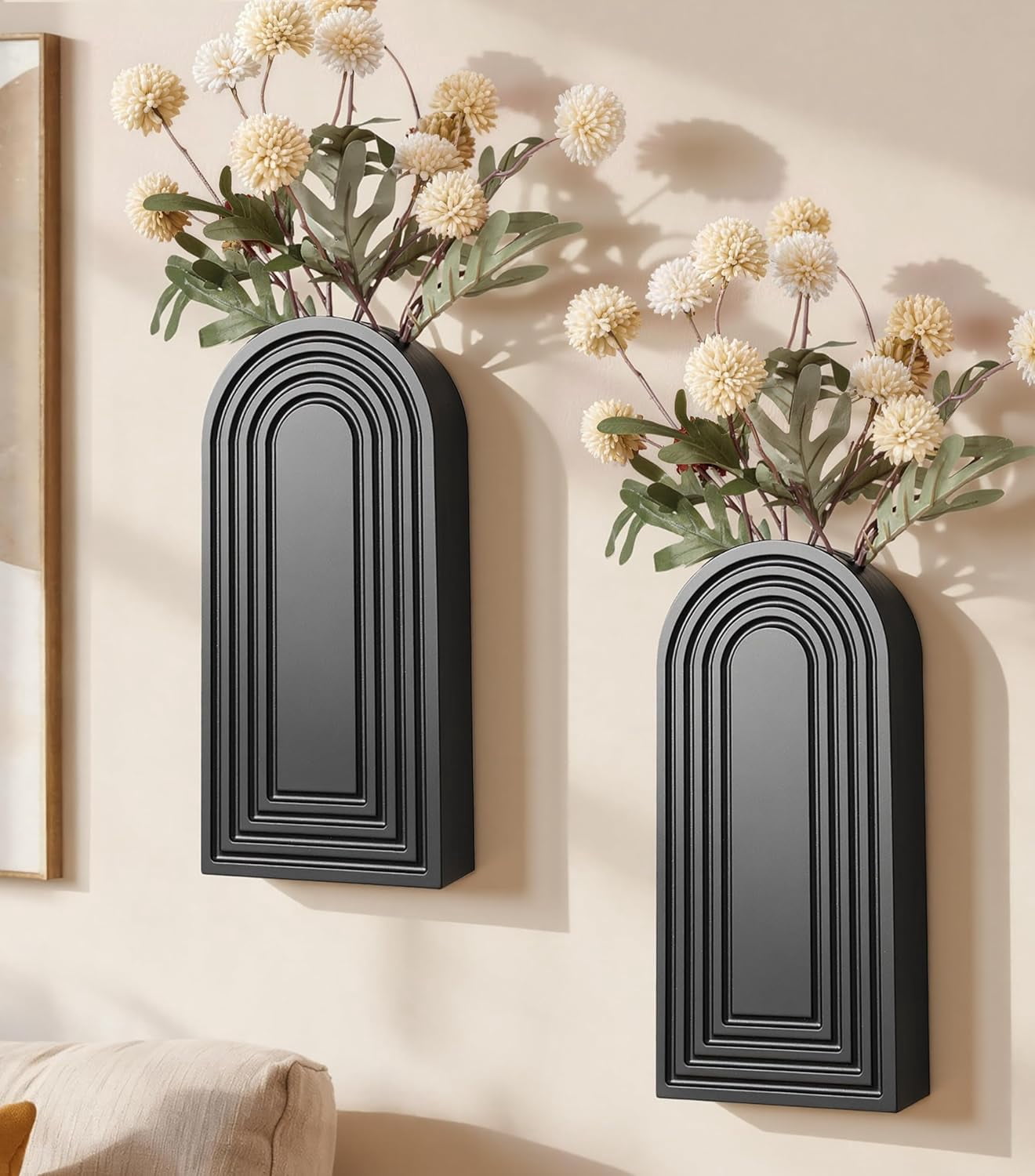 Wooden Wall Vase Set of 2, Wall Hanging Planter Modern Farmhouse Wall Decor for Boho Wall Decor for Indoor Entryway Hallway Bathroom Living Room Dining Room