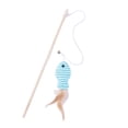thumbnail image 1 of Wooden Wand Cat Teaser Toy with Elastic Rope and Paper String Fish, Interactive Chew Toy for Indoor Cats Play, Blue, 1 of 3