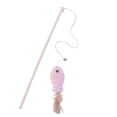 thumbnail image 1 of Wooden Wand Cat Teaser Toy with Elastic Rope and Paper String Fish, Interactive Chew Toy for Indoor Cats Play, Pink, 1 of 3