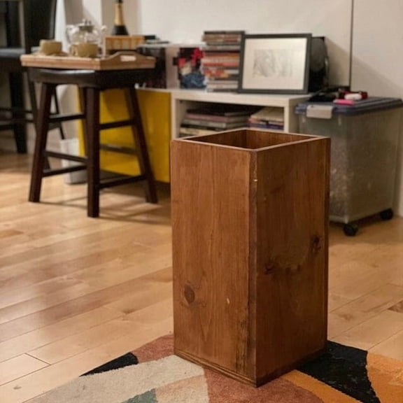 Wooden Waste-Bin Turquoise No Lid
