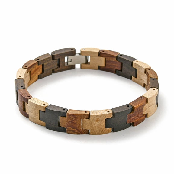 Wooden Watch Band Bracelets for Women Men with 304 Stainless Steel Clasp Colorful 9-1/8 inch(23cm)